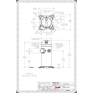 Danfoss HRH048U1LP6 4 tons 48.000 btu/h R410A Compresor Scroll para Aire Acondicionado 208-230/1/60 (V/Ph/Hz) Descarga 1/2 pulg, Succion 7/8pulg, ODF, Aceite PVE 121L2582, 121L2579
