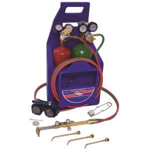 Uniweld KL71-4P-T Welding, Brazing and Cutting Outfit Includes: Welding Handle / Welding and Brazing Tips / Cutting Attachment and Tip / Oxygen and Acetylene Regulator / Twin Hose / Goggles / Flint Lighter / Tank Key / Carrying Stand / Tanks