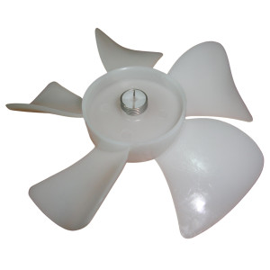 Appli Parts APFB-450Aspa Plastica Para Motor Evaporador de Nevera Refrigerador, 4 pulg, Rotacion CCW, Eje de 1/8 pulg, 5 Aletas, Sirve WR60X114AP,317