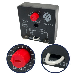 Appli Parts APDLT-68 Delay On Make Timer 0.03 to 10 min Adjustment, 18-240 VAC, 50/60 Hz, 0.04-1.5 Amps Universal replacement