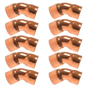Appli Parts AP-C01245B10 1/2 Codo de 45 Radio Corto Accesorios de Cobre Soldables CxC para conexiones en sistemas de Refrigeracion, Aire Acondicionado y Plomeria con tuberia ACR y L (10 x Bolsa)