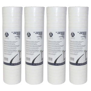 Appli Parts APFC-105P Empaque de 4 Cartucho para Filtro de Agua de 10 pulg de longitud y 5 Micrones, compatible para filtracion de sedimentos, liso de fibra de Polipropileno