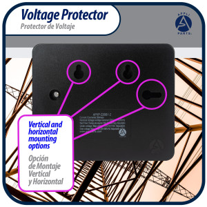 Appli Parts APVP-22BB1-2 220 V Voltage Surge Protector with Adjustable Range and Reconnecting Time, 50-60Hz 1Ph 30A works with all electric appliances and units with rated electrical consumption