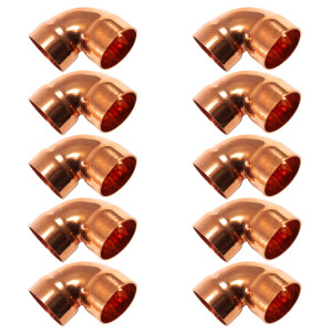 Appli Parts AP-C078B10 7/8 90 Degree Elbow Short Turn Copper pipe fittings CxC Sweat connections for refrigeration, air conditioning and plumbing applications ACR and Type L copper pipe (10 x Bag)