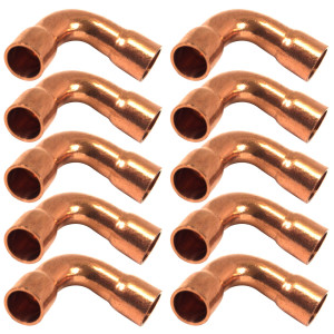 Appli Parts AP-C014LB10 1/4 Codo de 90 Radio Largo Accesorios de Cobre Soldables CxC para conexiones en sistemas de Refrigeracion, Aire Acondicionado y Plomeria con tuberia ACR y L (10 x Bolsa)