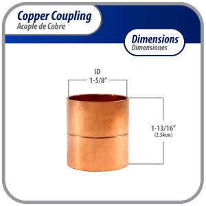 Appli Parts AP-A158B5 1-5/8 pulg Anillo de Cobre Accesorios de tuberia de cobre CxC Conexiones soldadas para aplicaciones de refrigeracion, aire acondicionado y plomeria Tuberia de cobre ACR y tipo L (5 x Bolsa)