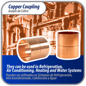 Appli Parts AP-A158B5 1-5/8 in Wrot Copper Coupling fitting CxC Sweat connections for refrigeration, air conditioning and plumbing applications ACR and Type L copper pipe (5 x Bag)  