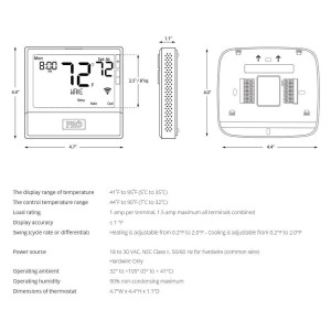 Honeywell T855iSH PRO Wifi Thermostat, Up to 2 Heat, 3 Cool Conventional, Up to 5 Heat, 3 Cool Heat Pump, Hardwire Only, 7 Day, 5/1/1 or Non-programmable
