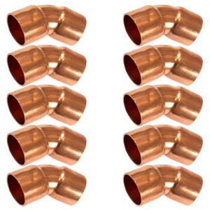 Appli Parts AP-C03445B10 3/4 45 Degree Elbow Short Turn Copper pipe fittings CxC Sweat connections for refrigeration, air conditioning and plumbing applications ACR and Type L copper pipe (10 x Bag)