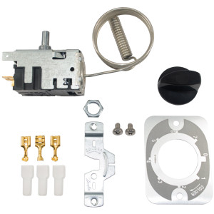 Danfoss 077B7274 Thermostat Refrigerators Automatic Defrost control 077B6039 Cold Cut-in 40.1F Cold cut-out 13.1F Warm Cut-in 40.1F Warm Cut-out 24.8F Capillary tube length 47.2in B6 CT-35-D
