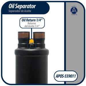 Appli Parts APOS-559011 1-3/8 in ODF Oil Separator, compatible with CFC,HCFC,HFC,R22,R407C,R502,R134a,R404A,R507, Working temperature 14 F to 266 F