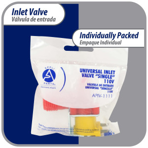 Appli Parts APIV-1111 Valvula Solenoide Sencilla 120 V para Refrigerador y Fabricador de Hielo, 50/60 Hz, Conexion de entrada 3/4 pulg NPT y salida 1/4 pulg