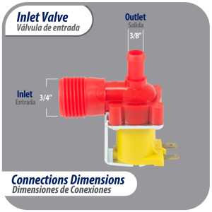 Appli Parts APIV-1111 Valvula Solenoide Sencilla 120 V para Refrigerador y Fabricador de Hielo, 50/60 Hz, Conexion de entrada 3/4 pulg NPT y salida 1/4 pulg