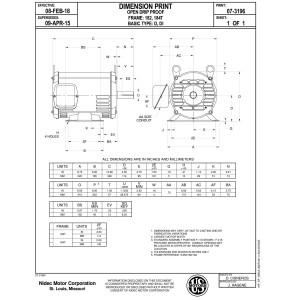 US Motors 3 hp 1770 rpm, 208-230 V/460 V, 3ph/60 hz ODP D3p2d, Sirve York S1-02419623717 US Motors 3 hp 1770 rpm, 208-230 V/460 V, 3ph/60 hz ODP D3p2d, Sirve York S1-02419623717