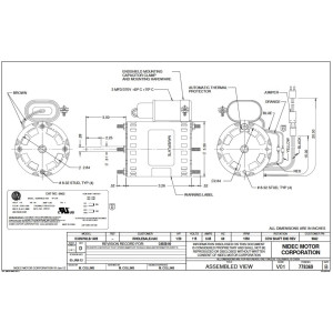 US Motors 1/20 hp 1550 rpm, 4 poles, 1 shaft, OAO Enclosure, 3.3 diameter, Cwse Reversible 115v, 60 hz, 1 ph, 3 mfd/370 VAC Run Capacitor 9662 K033WLB1409014B, Fit: D1124