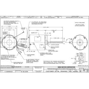 US Motors 1/2 hp 1625 rpm, 4 poles, 1 shaft, TEAO Enclosure, 1 speed, 5.6 diameter, CCW, Lead End, Reversible, 208-230 V, 60 hz, 1 ph, 5 mfd/370 VAC Run Capacitor 1892 K055TFS8717012B